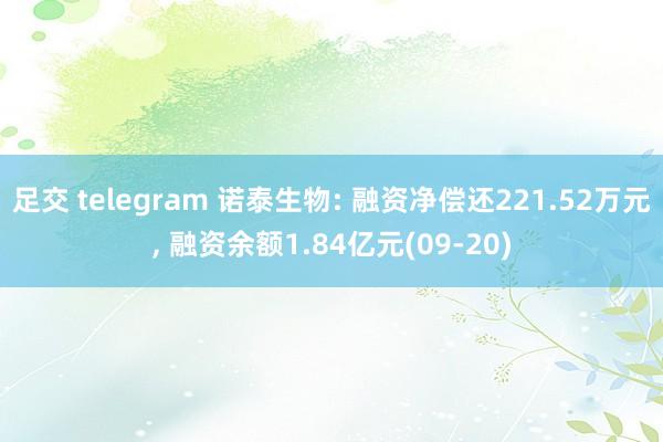 足交 telegram 诺泰生物: 融资净偿还221.52万元， 融资余额1.84亿元(09-20)