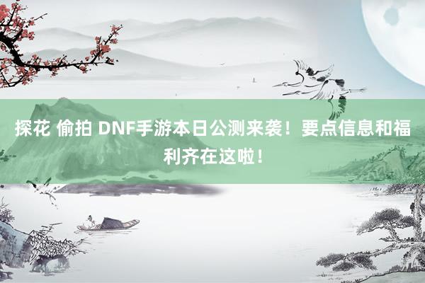 探花 偷拍 DNF手游本日公测来袭！要点信息和福利齐在这啦！