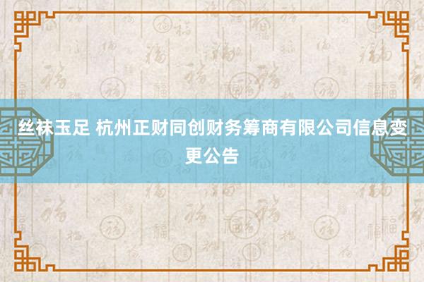 丝袜玉足 杭州正财同创财务筹商有限公司信息变更公告