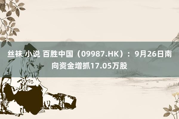 丝袜 小说 百胜中国（09987.HK）：9月26日南向资金增抓17.05万股