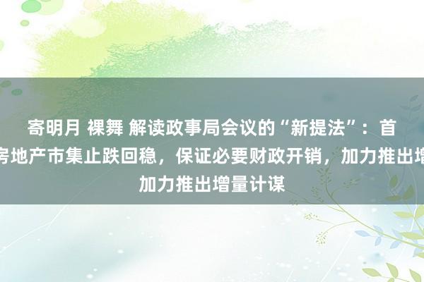 寄明月 裸舞 解读政事局会议的“新提法”：首提促进房地产市集止跌回稳，保证必要财政开销，加力推出增量计谋