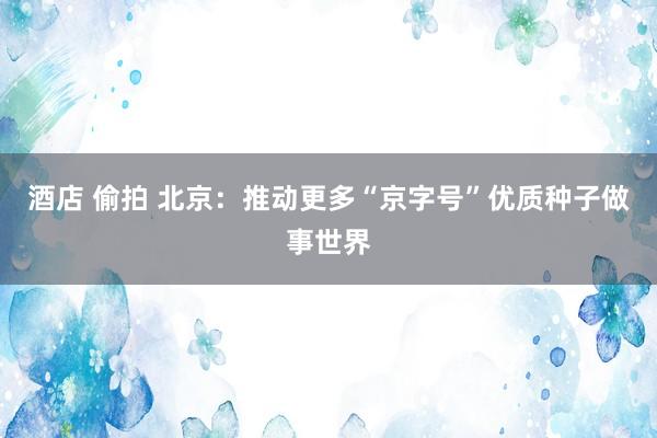 酒店 偷拍 北京：推动更多“京字号”优质种子做事世界