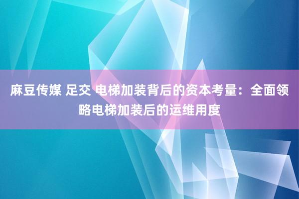 麻豆传媒 足交 电梯加装背后的资本考量：全面领略电梯加装后的运维用度