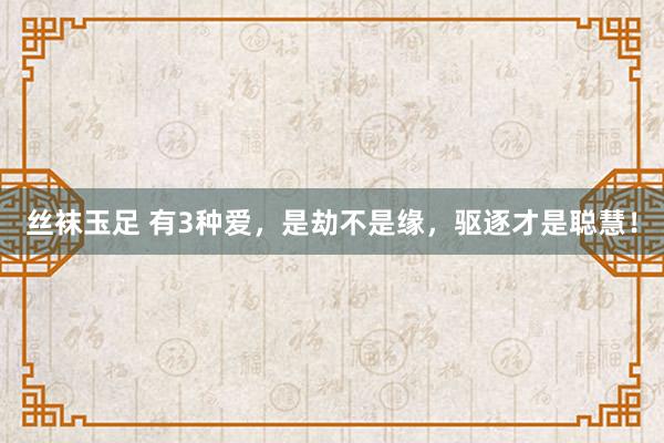 丝袜玉足 有3种爱，是劫不是缘，驱逐才是聪慧！