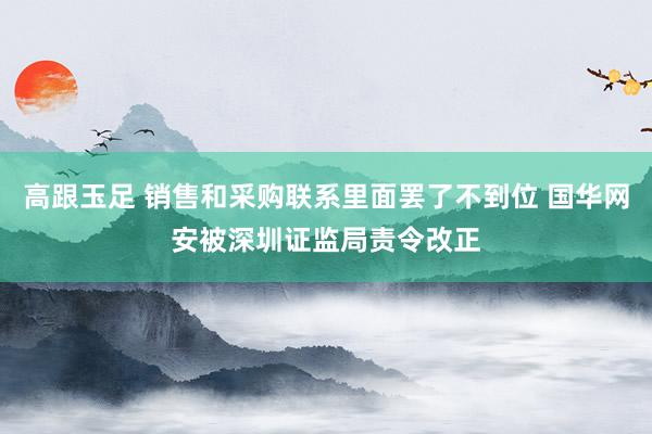 高跟玉足 销售和采购联系里面罢了不到位 国华网安被深圳证监局责令改正