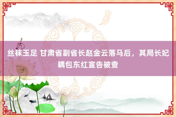 丝袜玉足 甘肃省副省长赵金云落马后，其局长妃耦包东红宣告被查