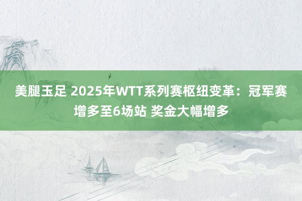 美腿玉足 2025年WTT系列赛枢纽变革：冠军赛增多至6场站 奖金大幅增多