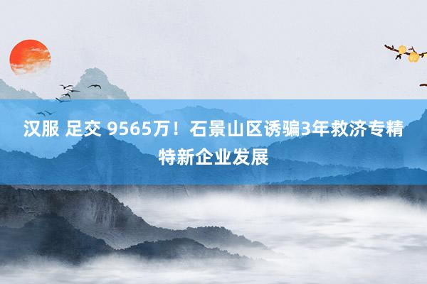 汉服 足交 9565万！石景山区诱骗3年救济专精特新企业发展